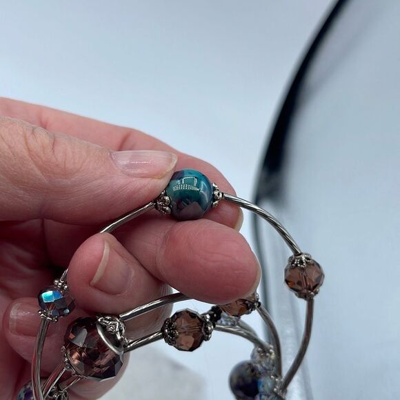 Memory wire Aura Borealis marbled glass beaded . - Picture 5 of 8